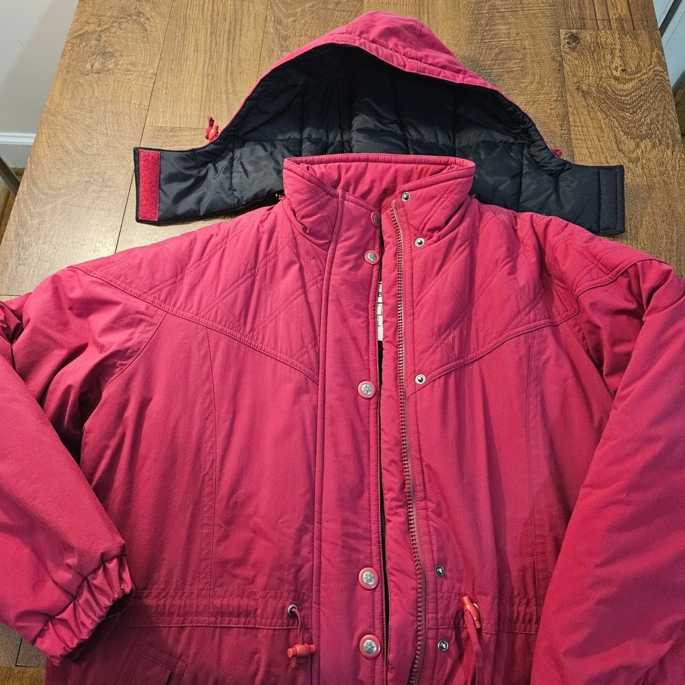 Vintage 90s LL Bean Winter Parka Womens Size Large Red Ankle Length Hooded